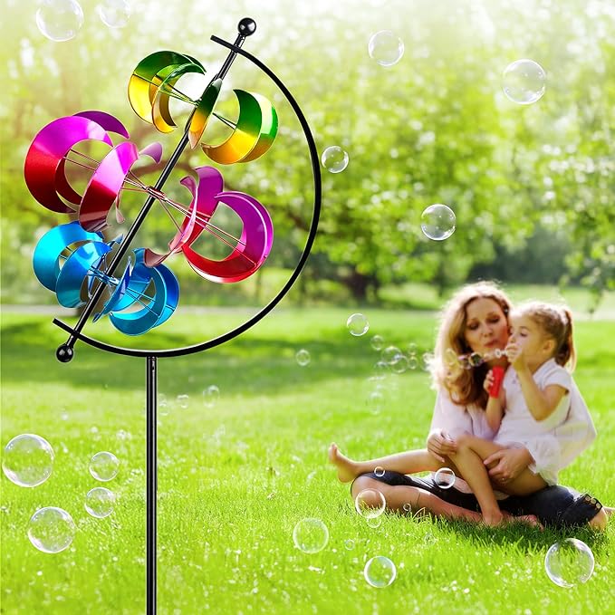 62.9" Large Wind Spinner Outdoor Decor, Garden Art with Metal Stake, Resistant for Yard, Patio and Lawn
