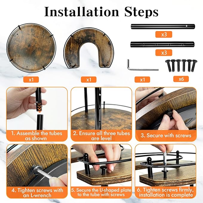 2-Tier Lazy Susan Organizer Turntable Spice Organization U-Shape 11.8" Rotating Spice Rack Height Adjustable for Cabinet, Pantry, Kitchen Countertop, Party