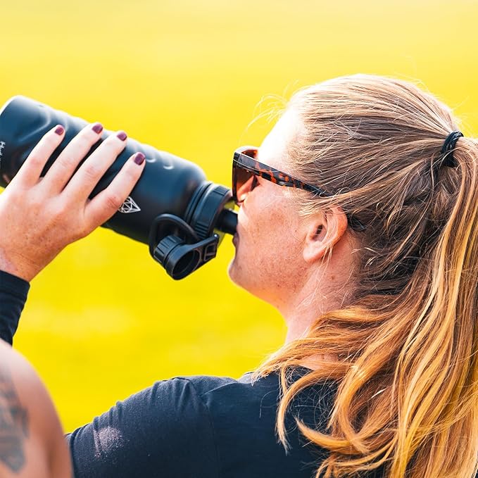 24 oz Insulated Water Bottle - Gray Water Bottle with Straw (Straw Lid & Spout Lid) & Silicone Handle & Boot - Wide Mouth Stainless Steel Water Bottles - BPA Free - (Gray, 750ml)
