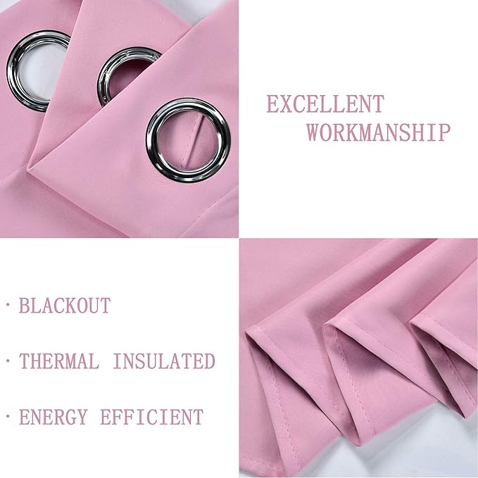 Brush Pink Valance for Girls Bedroom Blackout Grommet Top Valance Window Treatment for Living Room Short Straight Drape Valance for Nursery Baby Girls Room 42X18 1 Panel