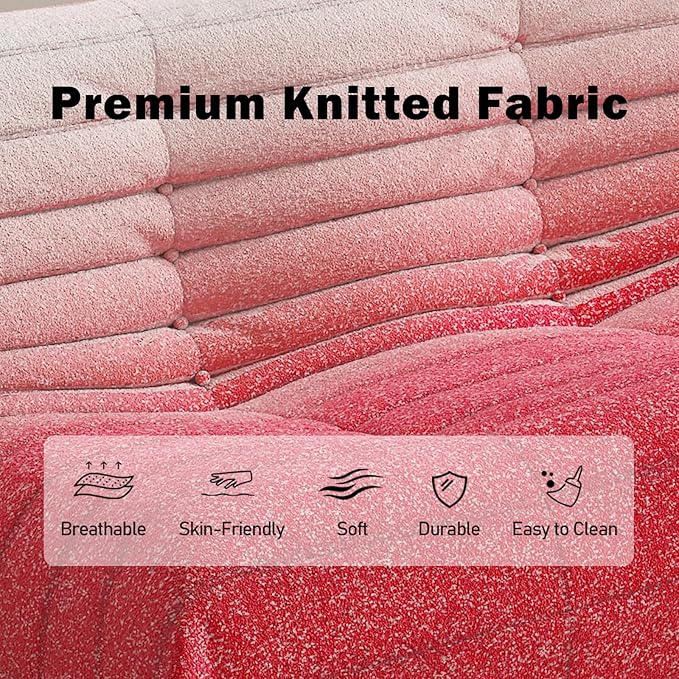 Bean Bag Chair, Loveseat Fireside Chair Bean Bag Sofa Large Bean Bag Chair for Adults, 2 Seater Bean Bag Chairs for Teens with High Density Comfortable Foam, Bean Bag for Living Room (Pink&White)