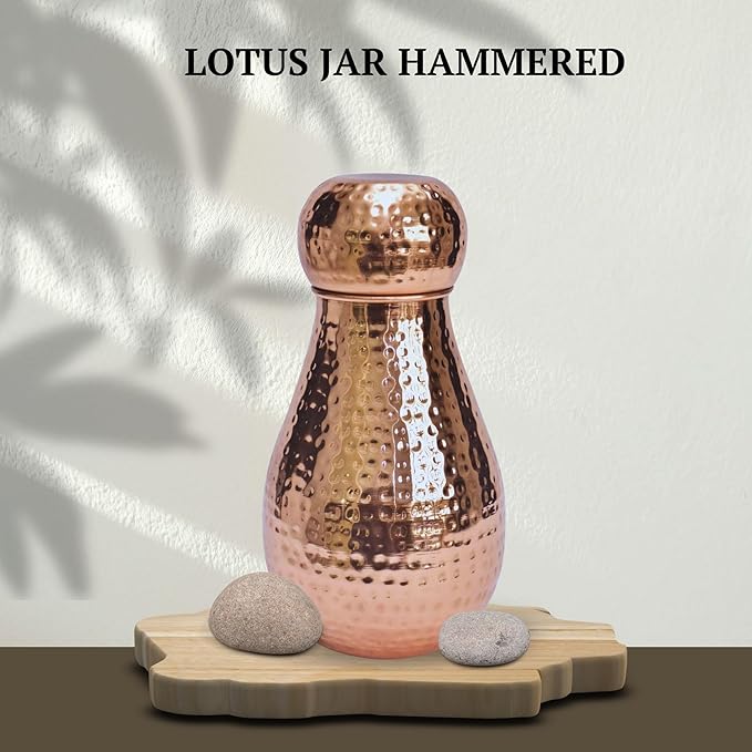 BA Lotus 100% Pure Copper Jar Handcrafted Hydrate Naturally with Ayurveda Intricate Design Healthy Living Positivity Calmness 50 OZ, 1.5L