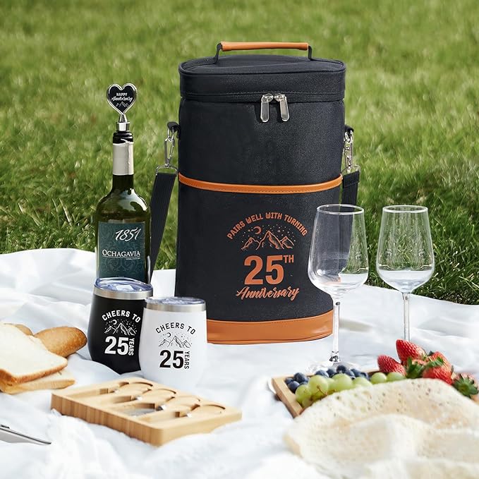 AW BRIDAL 25th Anniversary Wedding Gifts for Her, Valentine's Day Anniversary Wine Gifts for Couples 25 Years Gifts Anniversary Married Gifts for Parents Grandparents Family