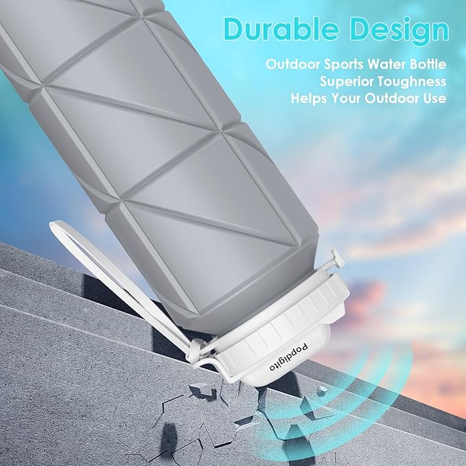 690ML Collapsible Water Bottles Reusable Leak Proof Silicone Water Bottle BPA Free Durable Foldable Sports Bottles & straw 23oz Lightweight Bottle for Gym Hiking Biking Camping Travel Bottle