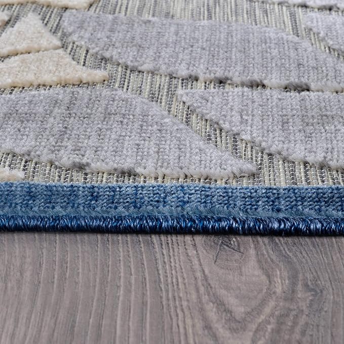 Beverly Rug Outdoor Rug 6x9 Modern Floral Tropical Area Rugs for Indoor and Outdoor Patio Easy to Clean Non Shedding Living Room Porch Garden Washable Outside Carpet (6 x 9 Blue)