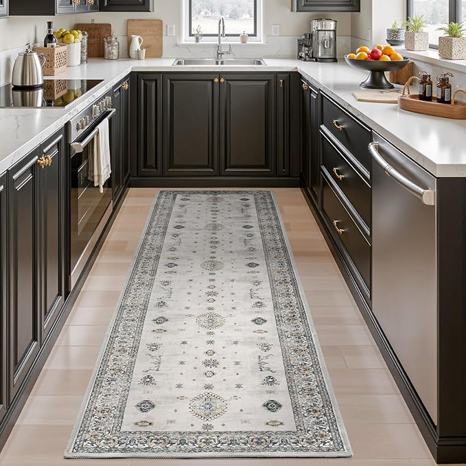 AMOAMI Vintage 3X10 Runner Rug Non Slip Soft Runners for Hallways Washable Hallway Runner Bedside Rugs for Bedroom Long Rug for Hallways Entryway Laundry Room Stair Kitchen Bathroom