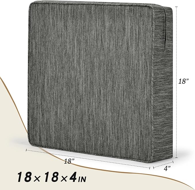 baibu 18"x 18"x 4" Dual-Layer Gel Memory Foam Chair Seat Cushion for Recliners, Couches, Armchairs, Extra Large Non-Slip Chair Cushions for Seniors, Washable, Grey