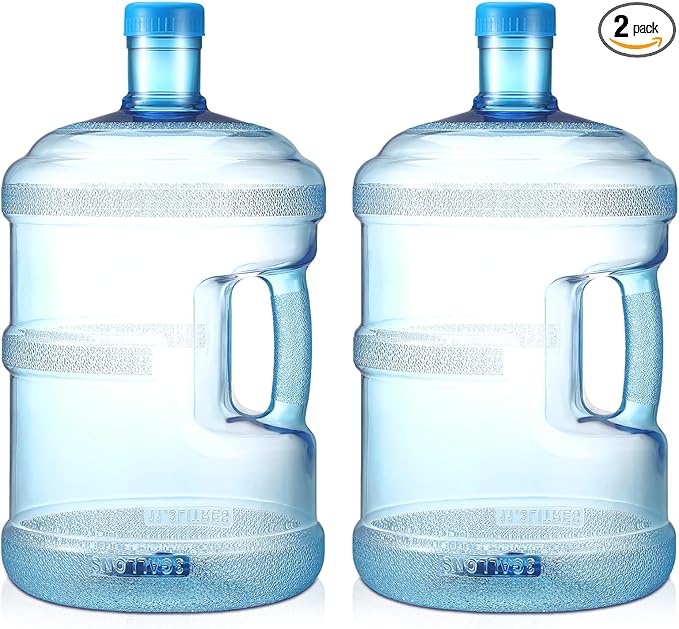 2 Pieces Water Jugs Round Plastic Water Bottle Portable Water Jug with Handle Leakproof Screw Cap Reusable Large Capacity Water Bottle for Camping Outdoor Travel Gym Use(3 Gallon)