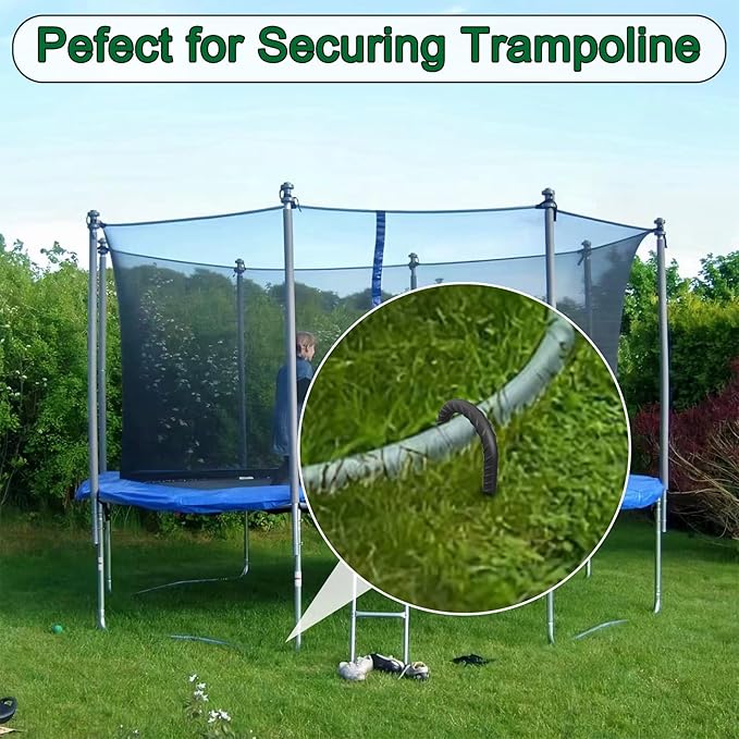 24 Pack J Hook Rebar Stakes 24 Inch 3/8 Inch Diameter Metal Stakes for Ground Heavy Duty with Chisel Point End Chain Link Fence Stakes for Swing Set, Gazebo and Bounce House, Black