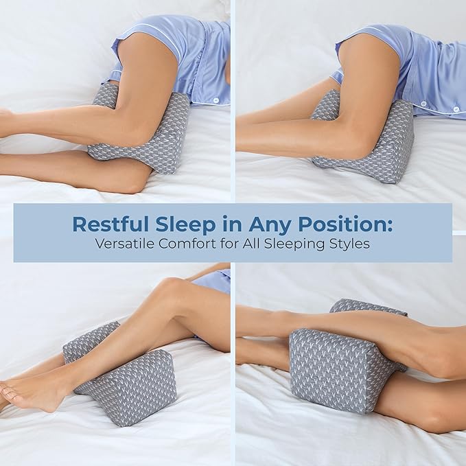 5 STARS UNITED Knee Pillow for Side Sleepers - Memory Foam Leg Pillow for Side Sleeping - Between Legs Pillow for Hip and Lower Back Pain - Sciatica Pain Relief