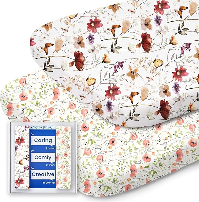 Bassinet Sheets for Baby Boy Girl, TotBasic Buttery Soft Universal Bassinet Fitted Sheet, Compatible with Halo, Mika Micky, Baby Delight, Dream On Me, Maxi COSI & More Bassinet Mattress