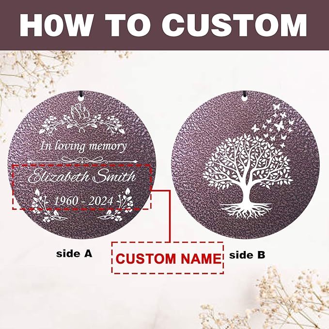 ASTARIN Memorial Wind Chimes Personalized, Bereavement Condolence Gifts for Loss of Mother Husband Wife, Customized Wind Chimes for Outside Deep Tone(Produced in USA)