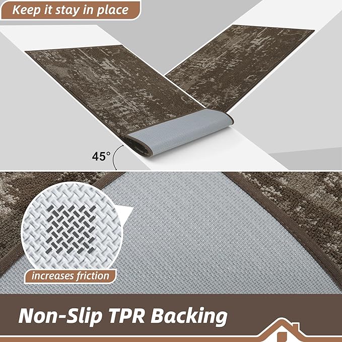 BEQHAUSE Dirt Trapper Door Mat 32"x48" Non-Slip Door Mats Washable Entryway Rugs Stain Resistant Doormat Absorbent Welcome Floor Mat for Front Back Door, Muddy Wet Shoes & Paws,Brown