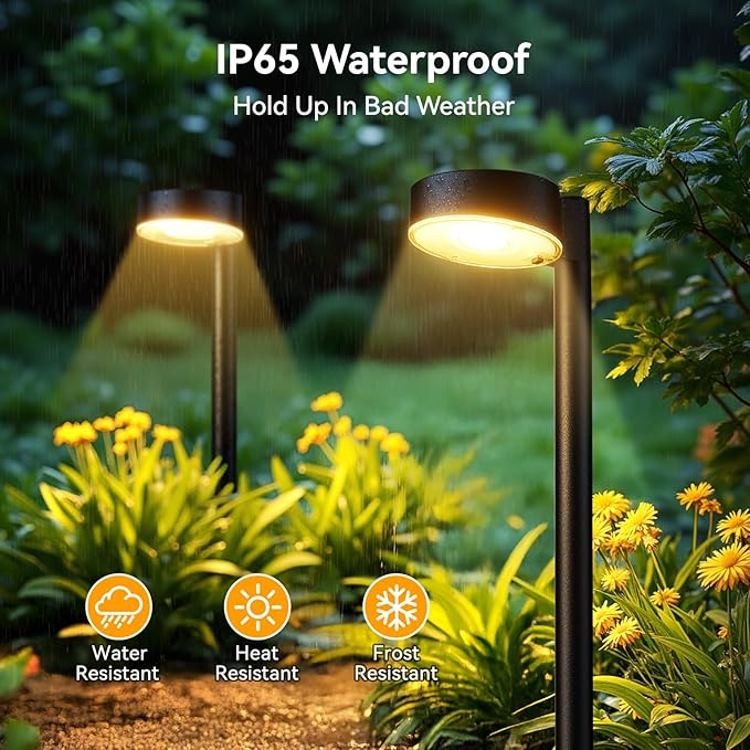 4 Pack Solar Pathway Lights Outdoor, Bright LED Solar Lights Outdoor Waterproof, Up to 12 Hrs Modern Path Lighting for Yard Garden Walkway Driveway Lawn Decor (4 Pack)
