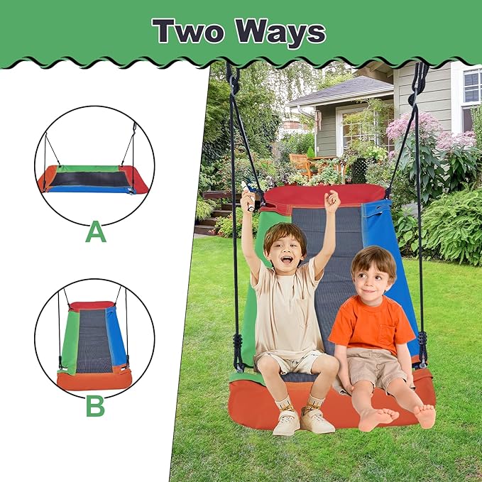 60" Platform Tree Swing, Waterproof Flying Swing Seat, 720lbs Weight Capacity, with Adjustable Hanging Straps, Swing Sets for Backyard, for Indoor and Outdoor Playground