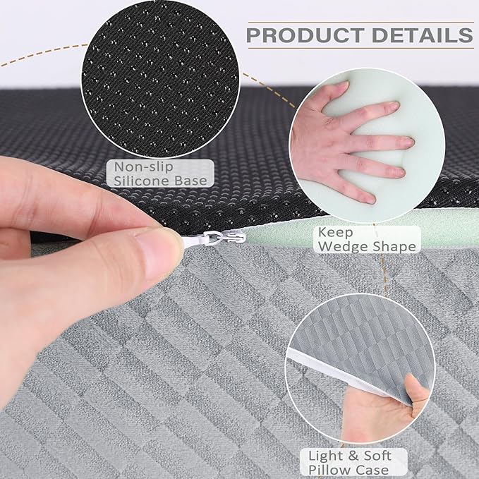 Body Wedge Pillow for Side Sleeping, Body Position Side Wedge Pillow, Back Positioning Elevation Pillow, Back Wedge Pillow for Side Sleepers, Wedge Pillows for After Surgery, Back Pain, Pregnancy