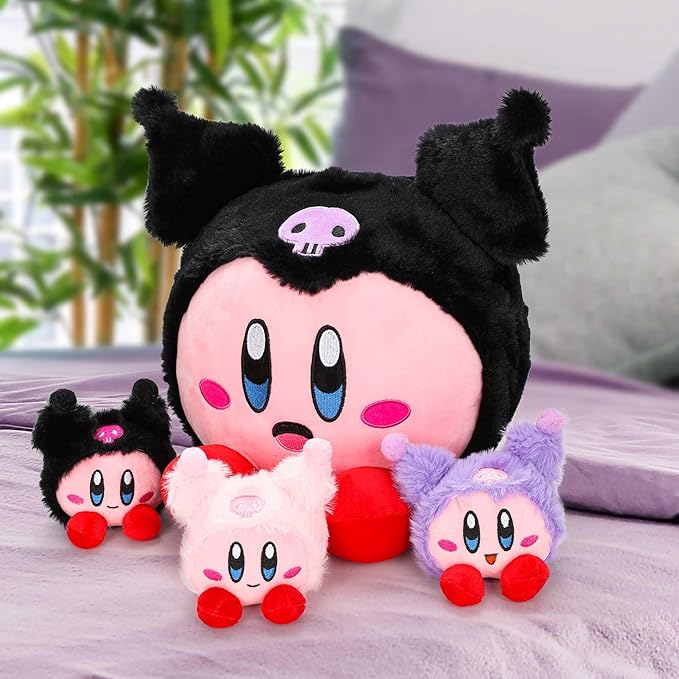 13inch Kirb Cartoon Plush - Monster Mommy Plush with 3 Baby Plush Anime Game Stuffed Plush Pillow Room Decorat Collection Gift for Kids Fans