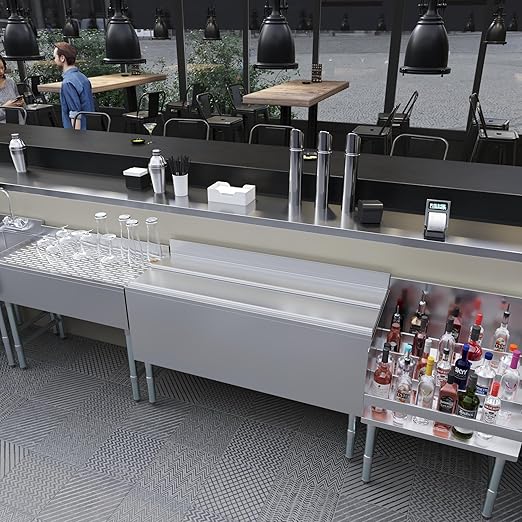 AmGood 18.5 in. x 48 in. Underbar Ice Bin with Sliding Lid | NSF | Stainless Steel Ice Chest with Sliding Lid