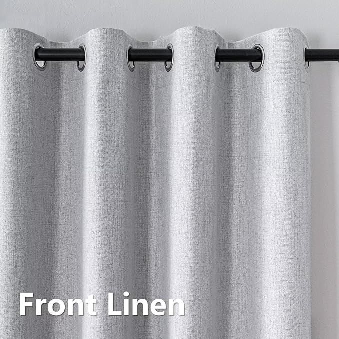 Blackout Curtains 96 Inches Long 2 Panels Set, 100% Black Out Textured Thermal Curtains, Grommet Privacy Light Blocking Drapes for Living Room Bedroom Luxury Deco(52W × 96L inch, Off-White)