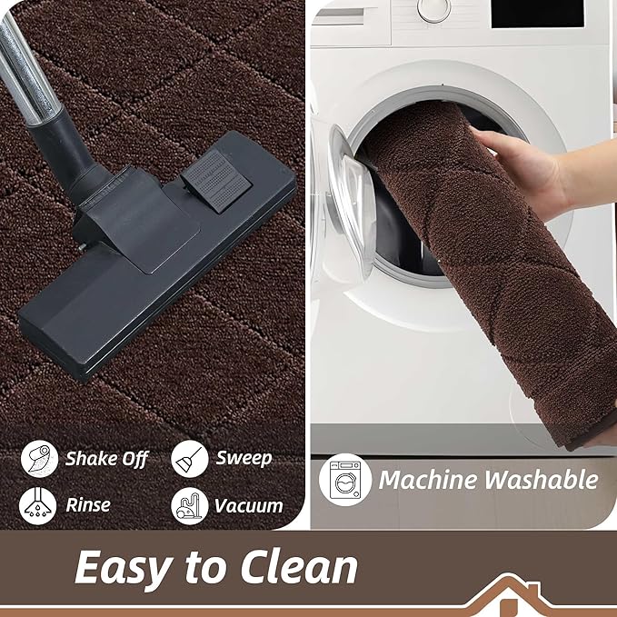 BEQHAUSE Dirt Trapper Door Mat 32" x 48", Doormat Non-Slip Entryway Rugs Washable, Dog Door Mat Stain Resistant and Absorbent Welcome Floor Mat for Front Back Door, Muddy Wet Shoes & Paws, Brown