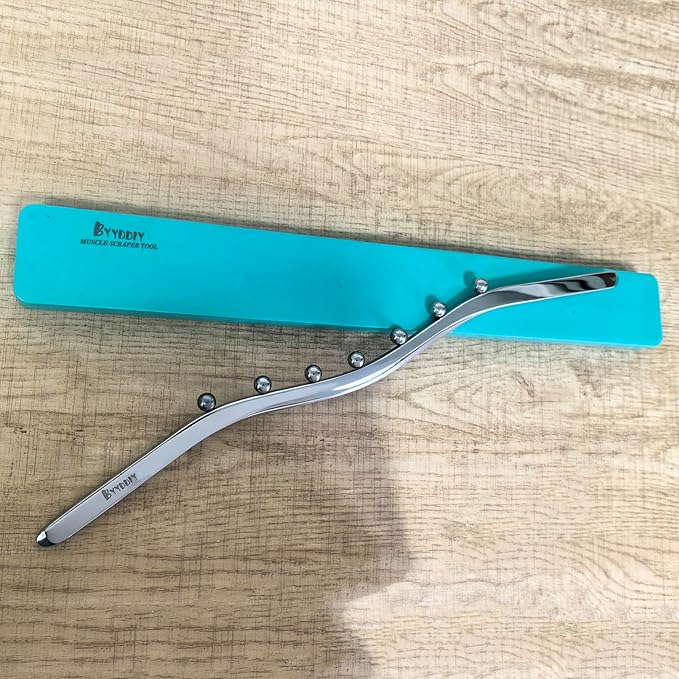 BYYDDIY Steel Muscle Scraper Stick with Steel Balls for Lymphatic Drainage,Body Massage, Release Myofascial Trigger Points Reduce Muscle Soreness Tightness Leg Cramps for Physical Therapy (Mz)