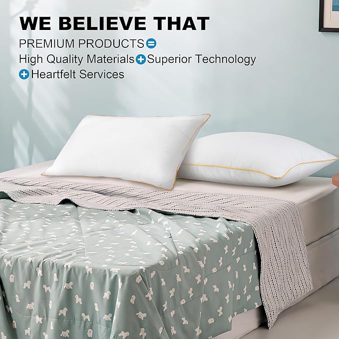 Bed Pillows Standard Size Set of 2, Down Alternative Bedding, Cooling Hotel Quality 20 x 26, Sleeping Pillow for Back, Stomach, Side Sleepers