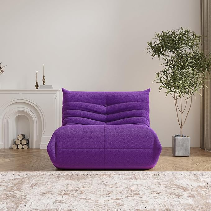 Bean Bag Chair, Fireside Chair Bean Bag Sofa Large Bean Bag Chair for Adults, Bean Bag Chairs for Teens with High Density Comfortable Foam, Memory Foam Bean Bag for Living Room, Bedroom (Purple)