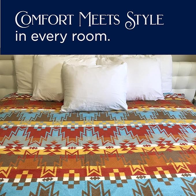 Beacon Blankets Southwestern Wigwam Native American Design Throw - 90" x 90" Blanket Only - Premium Plush Blanket Can be Used for Queen or King Size Bed