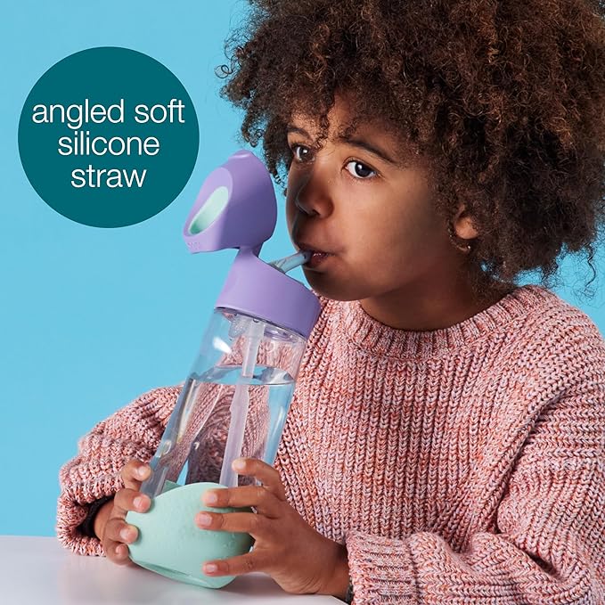 b.box 20oz Tritan Straw Bottle: Large Kids Water Bottle with Flip Straw for School, Daycare. Spill Proof, Leak Proof, Dishwasher Safe, BPA Free (Flamingo Fizz, 20 oz)