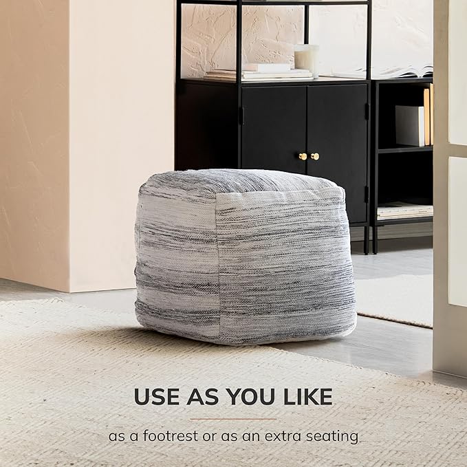 Anji Mountain 20"x20"x20" Handmade & Handcrafted Ottoman Pouf Comfortable Pouf Ottoman Foot Rest & Home Décor Accent for Living Room, Bedroom, Nursery, Kids Room, Patio