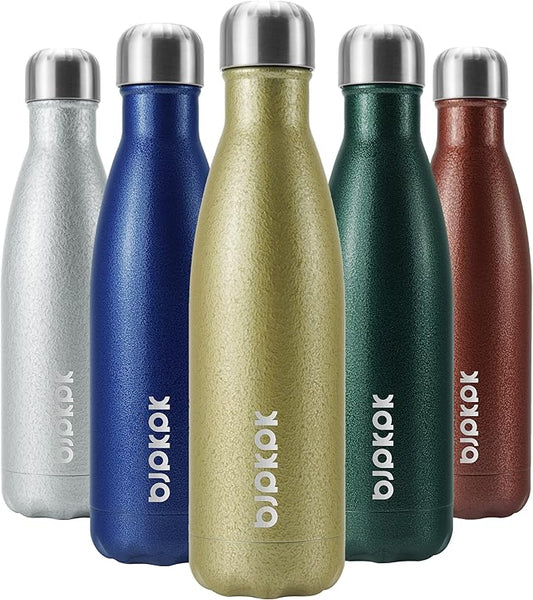 BJPKPK Insulated Water Bottles 17oz, Leak Proof Stainless Steel Water Bottle Keeps Cold for 24H and Hot for 12H, BPA Free Water Bottle,Gold