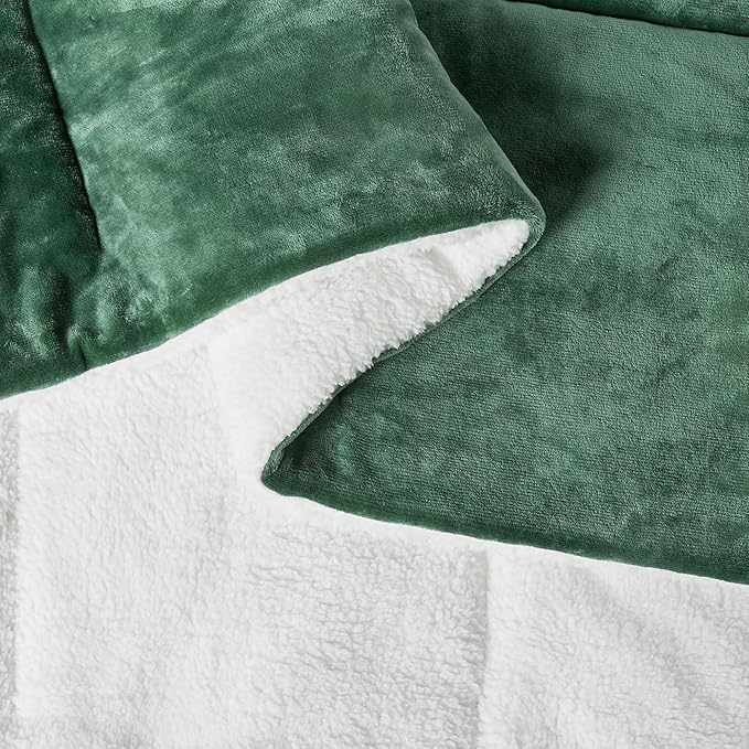 Amazon Basics Reversible Sherpa Comforter Set with Pillow Sham, Green, King