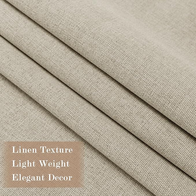 100% Blackout Linen Textured Drapes for Bedroom Pinch Pleated Curtains for Track System Portable Drapery for Sliding Glass Door/Storage/Space Room Divider, 70" Wx96 L, 1 PC, Beige