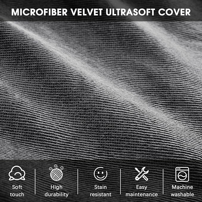 Bean Bag Chairs for Adults - Memory Foam Furniture BeanBag Chair - Kids/Teens Sofa with Soft Micro Fiber Cover - Round Fluffy Couch for Living Room Bedroom College Dorm - 3 ft, Gray Stripe