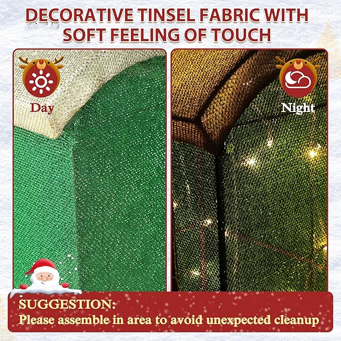 5FT Light-Up Christmas Train Decor with 170 LED Lights, 3D Pre-Lit Train Set with Gift Box and Christmas Tree for Xmas Decoration, Freestanding Glittered Holiday Display for Outdoor, Indoor