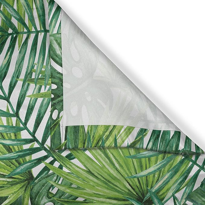Ambesonne Leaf Kitchen Curtains, Tropical Exotic Banana Forest Palm Tree Leaves Watercolor Design Image, Window Drapes 2 Panel Set for Kitchen Cafe Decor, 55" x 39", Green