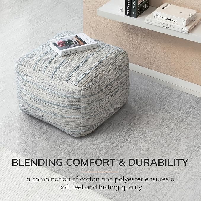 Anji Mountain 22"x22"x16" Handmade & Handcrafted Ottoman Pouf Comfortable Pouf Ottoman Foot Rest & Home Décor Accent for Living Room, Bedroom, Nursery, Kids Room, Patio