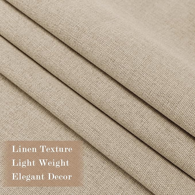 70" W x 108" L Faux Linen Room Divider Curtains, Full Blackout Pinch Pleated Drapes for Traverse Rod, Bedroom Divider Privacy Drapery with Hooks for Ceiling Track, 1 Panel, Sand Beige