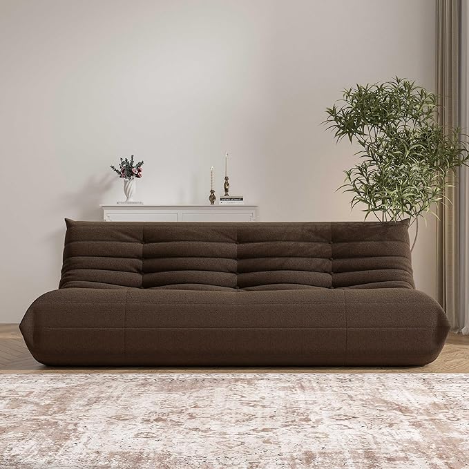 Big Bean Bag Chairs for Adults, 3 Seater Large Bean Bag Chair Sofa, Fireside Chair Lazy Sofa Chair with High Density Comfortable Foam, Modern Bean Bag for Living Room, Bedroom, Office (Coffee)