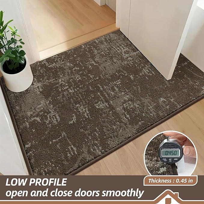 BEQHAUSE Dirt Trapper Door Mat 24"x36" Non-Slip Door Mats Washable Entryway Rugs Stain Resistant Doormat Absorbent Welcome Floor Mat for Front Back Door, Muddy Wet Shoes & Paws,Brown