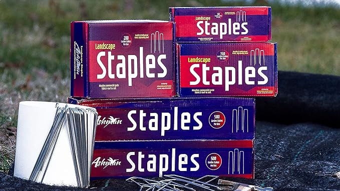 Ashman Galvanized Garden Stakes Landscape Staples and Fence Stake (500 Garden Staples - Heavy Duty & Anti Rust Galvanized)
