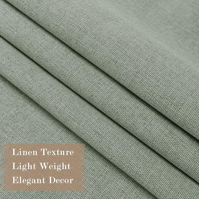 100% Blackout Linen Textured Drapes for Bedroom Pinch Pleated Curtains for Track System Portable Drapery for Sliding Glass Door/Storage/Space Room Divider, 70" Wx102 L, 1 PC, Fog Green