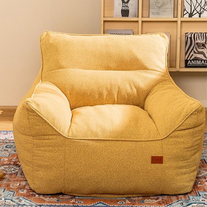 Bean Bag Chair with Filler, Bean Bag Sofa Chair with Tufted Soft Armrests Plush Lazy Sofa Comfy Chair,Large BeanBag Chair for Adults in Livingroom, Bedroom