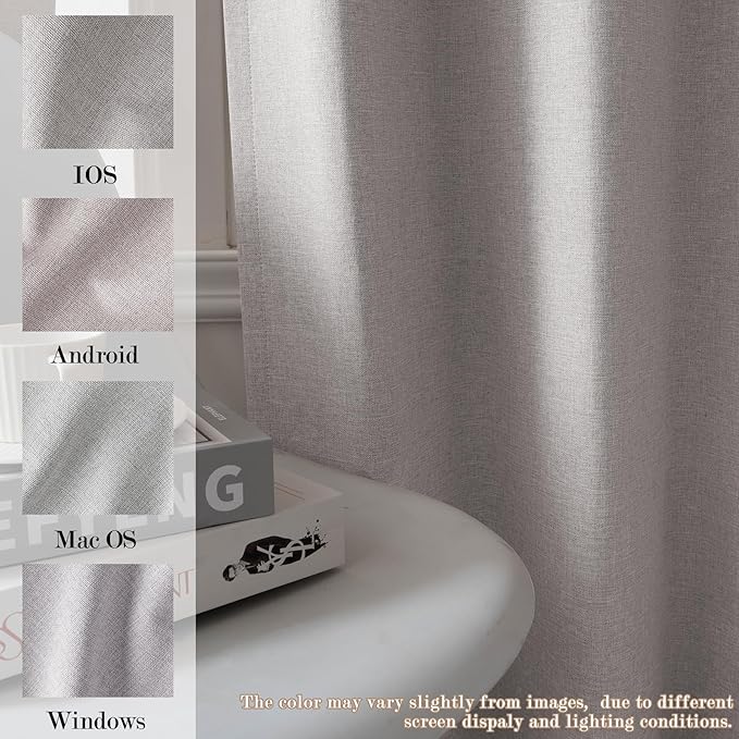 Browish Grey Pinch Pleat 100% Blackout Drapes Linen Blend, Room Divider, Room Darkening, Energy Saving, Furniture Protecting, Light Blocking Extra Wide Privacy Curtains, 240Wx84L, 1 PC