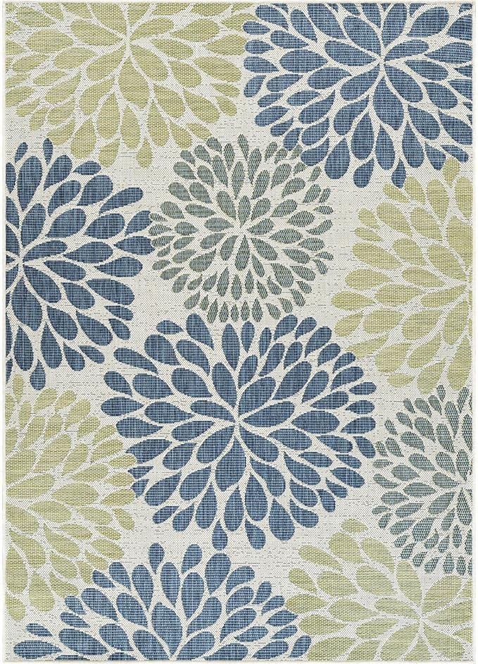 Beverly Rug Outdoor Rug 10x14 Modern Exotic Tropical Leaf Area Rugs for Indoor and Outdoor Patio Deck Porch Garden Water Resistant Washable Outside Carpet (10 x 14 Olive)