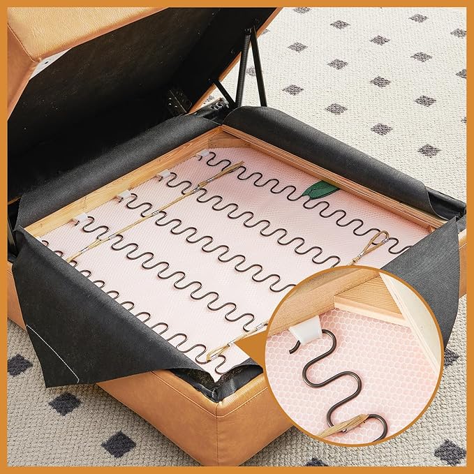 128'' Sleeper Couch, Large Sofa Bed with Storage, Faux Leather 8 Seater Sofa, Mid Century Modern Couch Sofa for Living Room, Guest Room, House, Apartment, Office, Loft, Tan