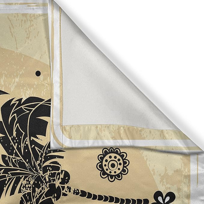 Ambesonne Tiki Bar Kitchen Curtains, Hawaii Tiki Palm Trees Ornate Flowers Sunny Summer Party Print, Window Drapes 2 Panel Set for Kitchen Cafe Decor, 55" x 39", Yellow Ivory