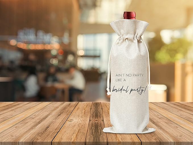 Bridal Gifts Wine Bag - Gift For Gift For Bridesmaids, Bridal Shower, Engagement, Bachelorette Party Favor - Cotton Burlap Wine Bag - Cotton Burlap Wine Bag (1 Pcs) - WB044