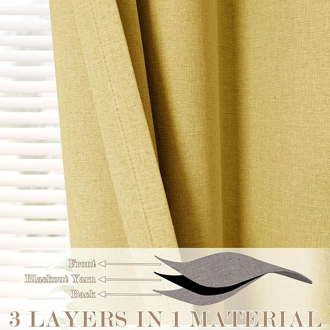 120" Wx96 L Linen Room Divider Drapes for Doorway/Glass Window/Sliding Door/Patio, Extra Wide Pinch Pleated Full Blackout Curtains for Girls Boys Teen Kids Room, 1 Panel, Yellow