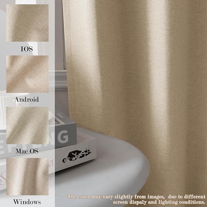 120" Wx96 L Linen Room Divider Drapes for Doorway/Glass Window/Sliding Door/Patio, Extra Wide Pinch Pleated Full Blackout Curtains for Girls Boys Teen Kids Room, 1 Panel, Sand Beige
